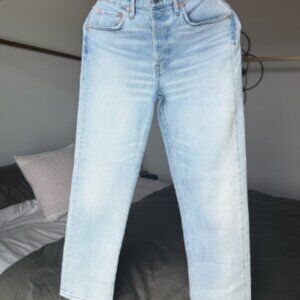 NEW RE/DONE Stove Pipe Straight Leg Jeans Sz 26 90’s High Waist Mid Rise Denim